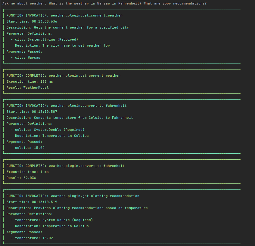 Weather Plugin Function Calls