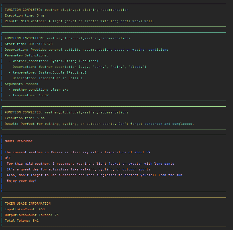 Weather Plugin Function Calls